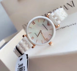  Shop Authentic Emporio Armani Ceramica Mother of Pearl Dial White Ceramic Strap Watch For Women - AR1486 - Luxxuri