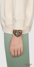  Shop Authentic Gucci Dive Doraemon Quartz Brown Dial Brown Leather Strap Watch For Men - YA136335 - Luxxuri