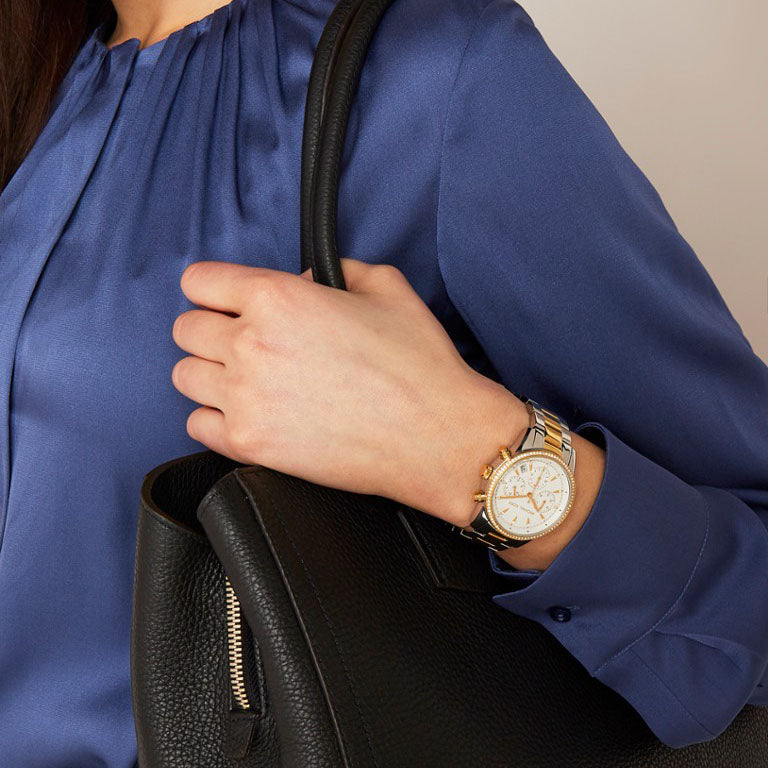  Shop Authentic Michael Kors Ritz White Dial Two Tone Steel Strap Watch for Women - MK6474 - Luxxuri