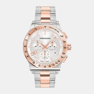  Shop Authentic Salvatore Ferragamo 1927 Chrono Silver Dial Two Tone Steel Strap Watch for Men -  SFKZ00623 - Luxxuri