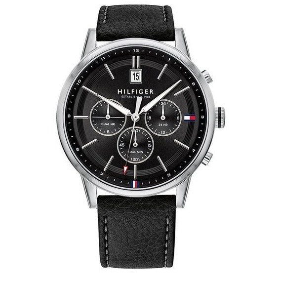  Shop Authentic Tommy Hilfiger Kyle Quartz Black Dial Black Leather Strap Watch for Men - 1791630 - Luxxuri