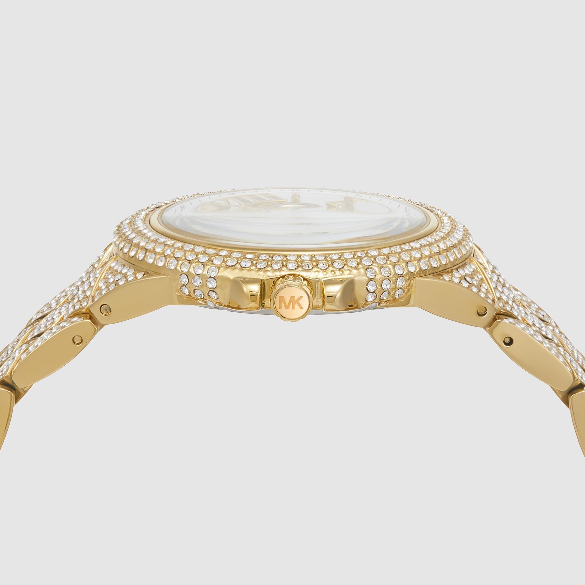 Michael Kors Camille Three-Hand Crystals White Dial Gold Steel Strap Watch for Women - MK4800