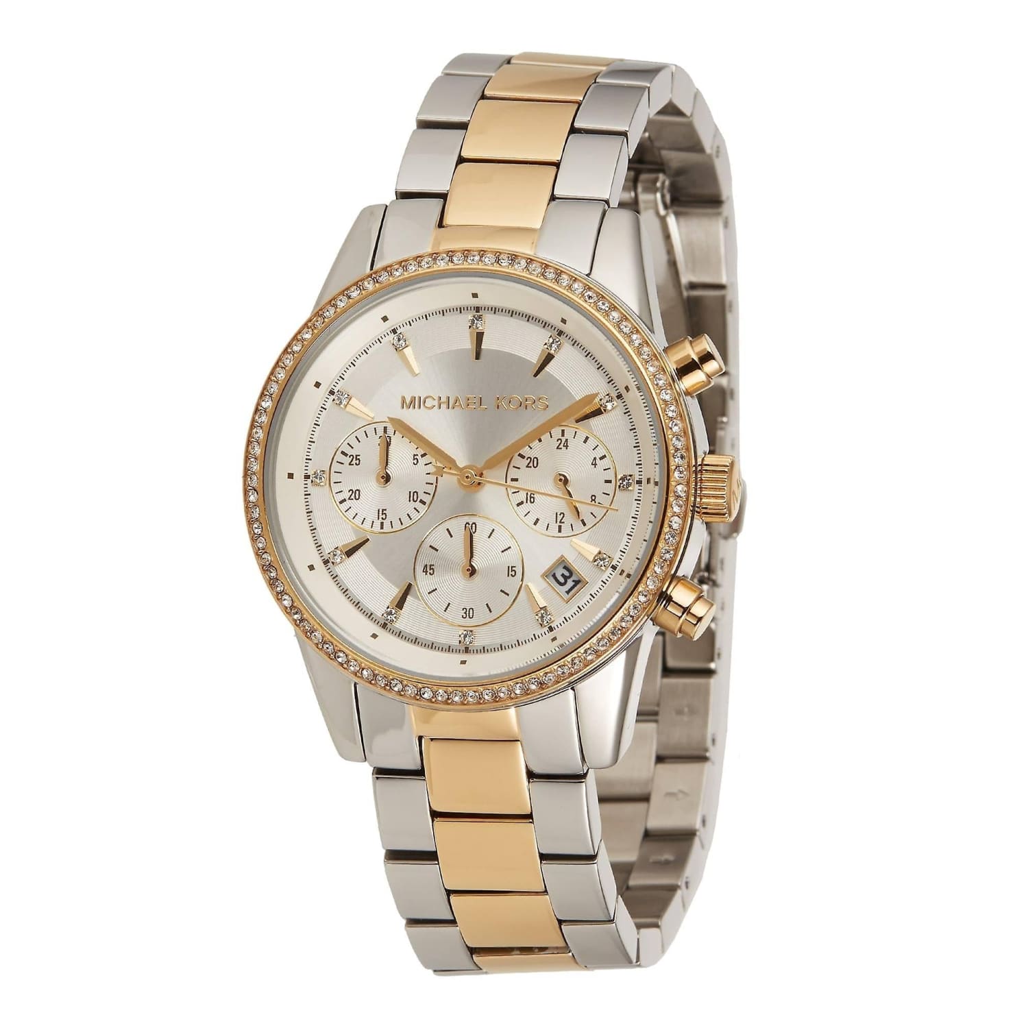  Shop Authentic Michael Kors Ritz White Dial Two Tone Steel Strap Watch for Women - MK6474 - Luxxuri