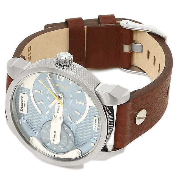  Shop Authentic Diesel Mini Daddy LIght Blue Dial Brown Leather Strap Watch For Men - DZ7321 - Luxxuri
