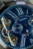  Shop Authentic Fossil Grant Twist Multifunction Blue Dial Grey Steel Strap Watch for Men - ME1146 - Luxxuri