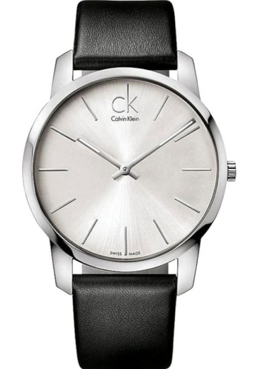  Shop Authentic Calvin Klein Post Minimal Silver Dial Black Leather Strap Watch for Men - K7621192 - Luxxuri