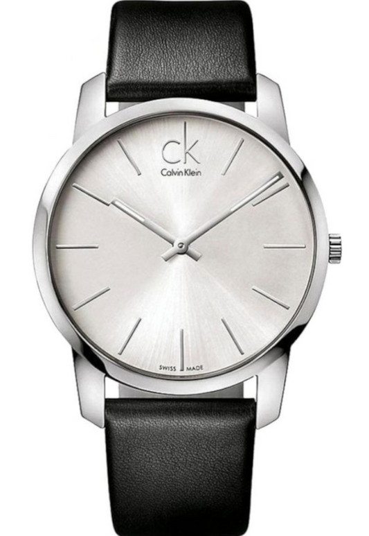  Shop Authentic Calvin Klein Post Minimal Silver Dial Black Leather Strap Watch for Men - K7621192 - Luxxuri