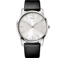  Shop Authentic Calvin Klein Post Minimal Silver Dial Black Leather Strap Watch for Men - K7622185 - Luxxuri