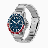  Shop Authentic Emporio Armani Sea Explorer GMT Blue Dial Silver Steel Strap Watch For Men - AR11590 - Luxxuri