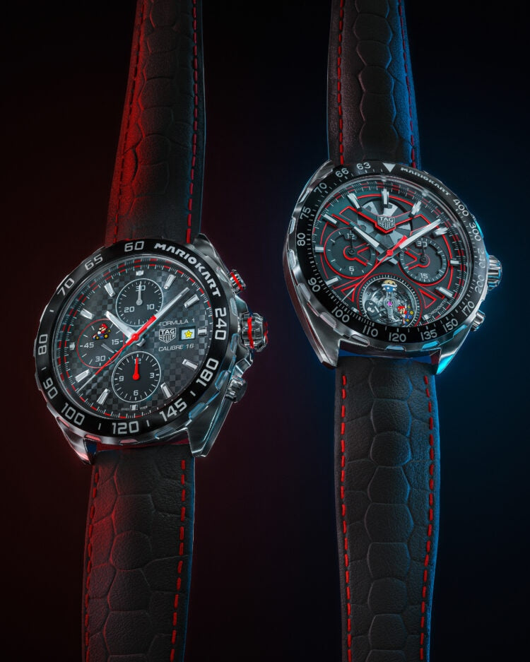 Tag Heuer Formula 1 Mario Kart Chronograph Black Dial Black Leather Strap Watch for Men - CAZ201E.FC6517