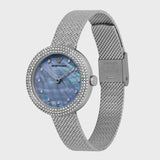  Shop Authentic Emporio Armani Rosa Diamonds Mother of Pearl Blue Dial Silver Mesh Bracelet Watch For Women - AR11380 - Luxxuri