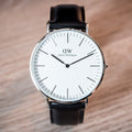  Shop Authentic Daniel Wellington Classic Sheffield White Dial Black Leather Strap Watch For Men - DW00100020 - Luxxuri