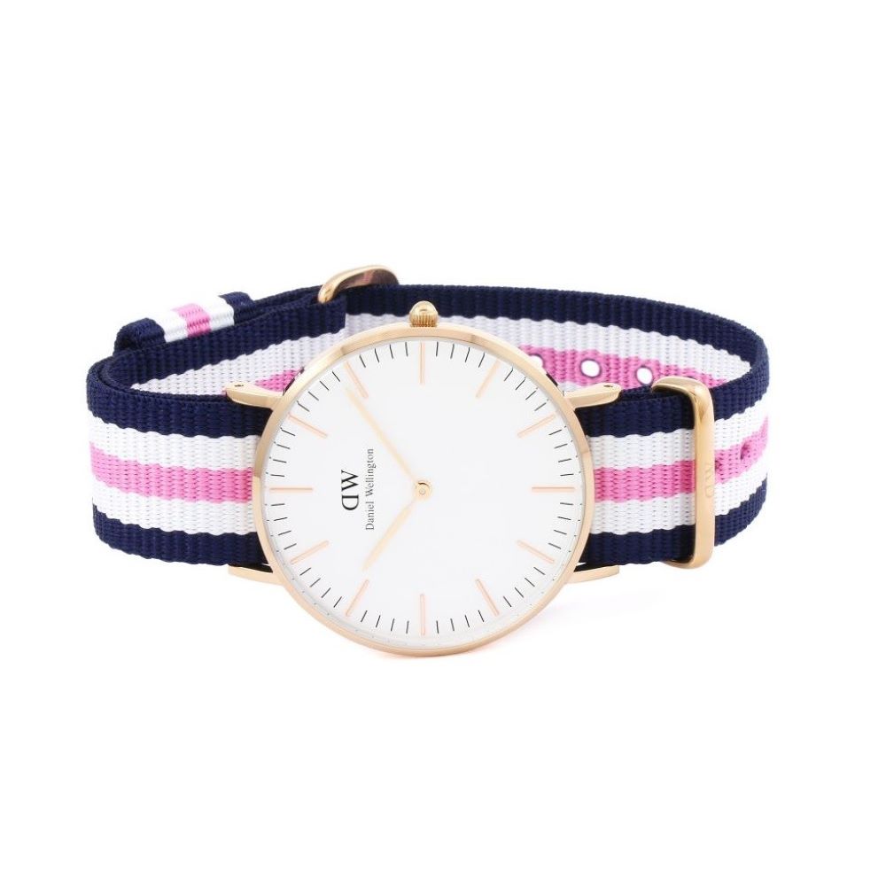 Shop Authentic Daniel Wellington Classic South Hampton White Dial Two Tone Nylon Strap Watch For Women - DW00100034 - Luxxuri
