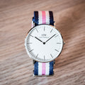  Shop Authentic Daniel Wellington Classic Southampton White Dial Three Tone Nylon Strap Watch For Women - DW00100050 - Luxxuri