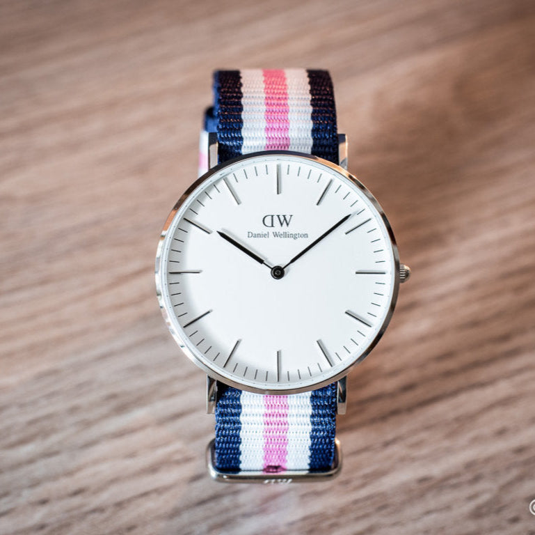  Shop Authentic Daniel Wellington Classic Southampton White Dial Three Tone Nylon Strap Watch For Women - DW00100050 - Luxxuri
