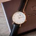  Shop Authentic Daniel Wellington Classy Sheffield White Dial Black Leather Strap Watch For Women - DW00100060 - Luxxuri