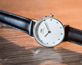  Shop Authentic Daniel Wellington Classy Sheffield White Dial Black Leather Strap Watch For Women - DW00100068 - Luxxuri