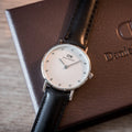  Shop Authentic Daniel Wellington Classy Sheffield White Dial Black Leather Strap Watch For Women - DW00100068 - Luxxuri