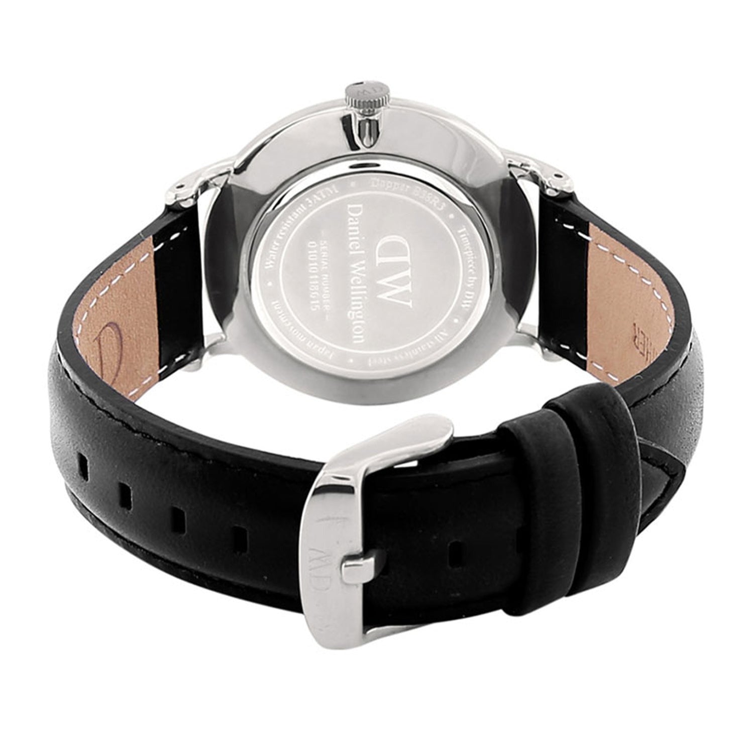 Daniel Wellington Dapper Sheffield White Dial Black Leather Strap Watch For Men - DW00100088