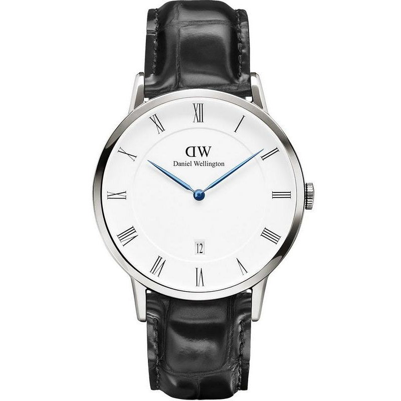 Daniel Wellington Dapper Reading White Dial Black Leather Strap Watch For Men - DW00100108