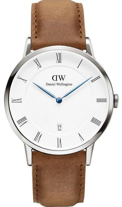  Shop Authentic Daniel Wellington Dapper Durham White Dial Brown Leather Strap Watch For Men - DW00100116 - Luxxuri