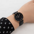  Shop Authentic Daniel Wellington Classic Sheffield Black Dial Black Leather Strap Watch For Women - DW00100139 - Luxxuri