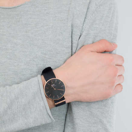  Shop Authentic Daniel Wellington Classic Cornwall Black Dial Black Nylon Strap Watch For Women - DW00100148 - Luxxuri