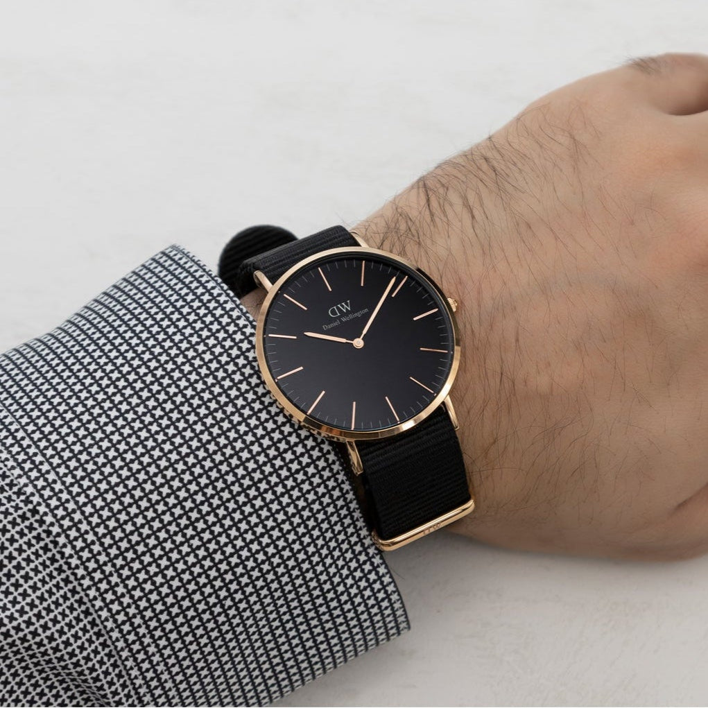 Shop Authentic Daniel Wellington Classic Cornwall Black Dial Black Nylon Strap Watch For Women - DW00100148 - Luxxuri