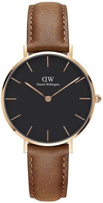  Shop Authentic Daniel Wellington Classic Petite Durham Black Dial Brown Leather Strap Watch For Women - DW00100166 - Luxxuri