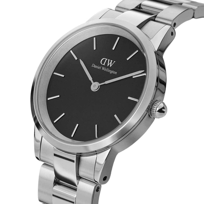  Shop Authentic Daniel Wellington Iconic Link Black Dial Silver Steel Strap Watch for Women - DW00100204 - Luxxuri