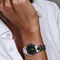  Shop Authentic Daniel Wellington Iconic Link Black Dial Silver Steel Strap Watch For Women - DW00100208 - Luxxuri