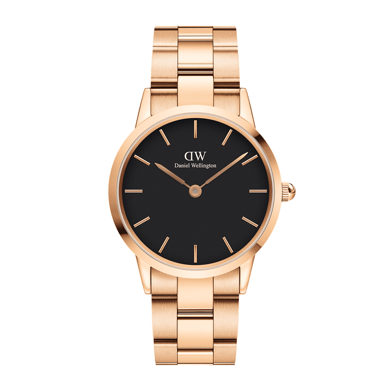  Shop Authentic Daniel Wellington Iconic Link Black Dial Rose Gold Steel Strap Watch for Women - DW00100210 - Luxxuri
