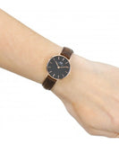  Shop Authentic Daniel Wellington Classic Petite Bristol Black Dial Brown Leather Strap Watch For Women - DW00100221 - Luxxuri