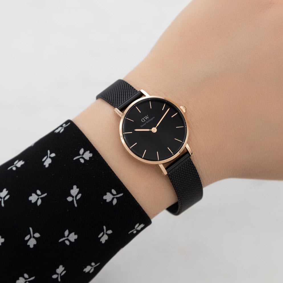  Shop Authentic Daniel Wellington Petite Ashfield Black Dial Black Mesh Strap Watch For Women - DW00100245 - Luxxuri