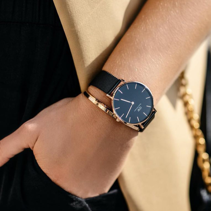  Shop Authentic Daniel Wellington Petite Ashfield Black Dial Black Mesh Strap Watch For Women - DW00100245 - Luxxuri