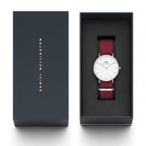  Shop Authentic Daniel Wellington Classic Roselyn White Dial Red NATO Strap Watch For Women - DW00100272 - Luxxuri