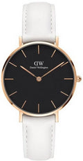  Shop Authentic Daniel Wellington Classic Petite Bondi Black Dial White Leather Strap Watch For Women - DW00100283 - Luxxuri