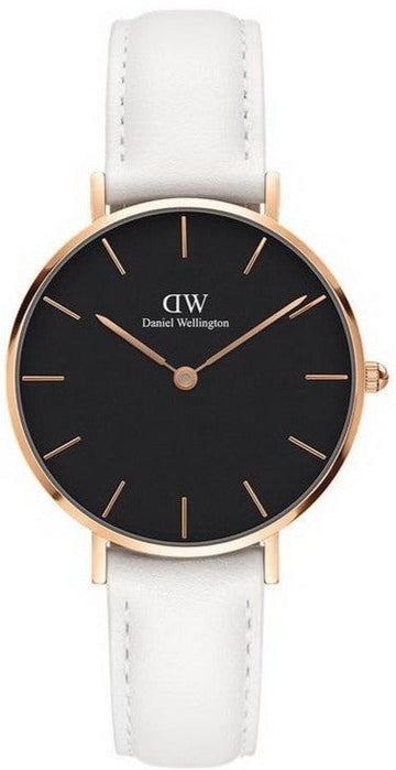  Shop Authentic Daniel Wellington Classic Petite Bondi Black Dial White Leather Strap Watch For Women - DW00100283 - Luxxuri