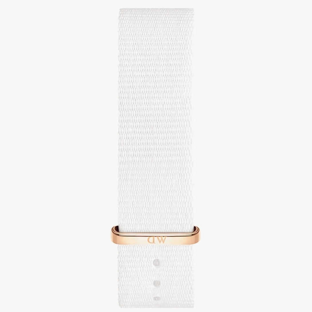  Shop Authentic Daniel Wellington Classic Dover Black Dial White Nylon Strap Watch For Women - DW00100310 - Luxxuri