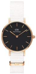  Shop Authentic Daniel Wellington Classic Dover Black Dial White Nylon Strap Watch For Women - DW00100310 - Luxxuri