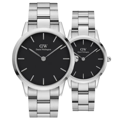  Shop Authentic Daniel Wellington Iconic Link Black Dial Silver Steel Strap Watch For Women - DW00100206 - Luxxuri