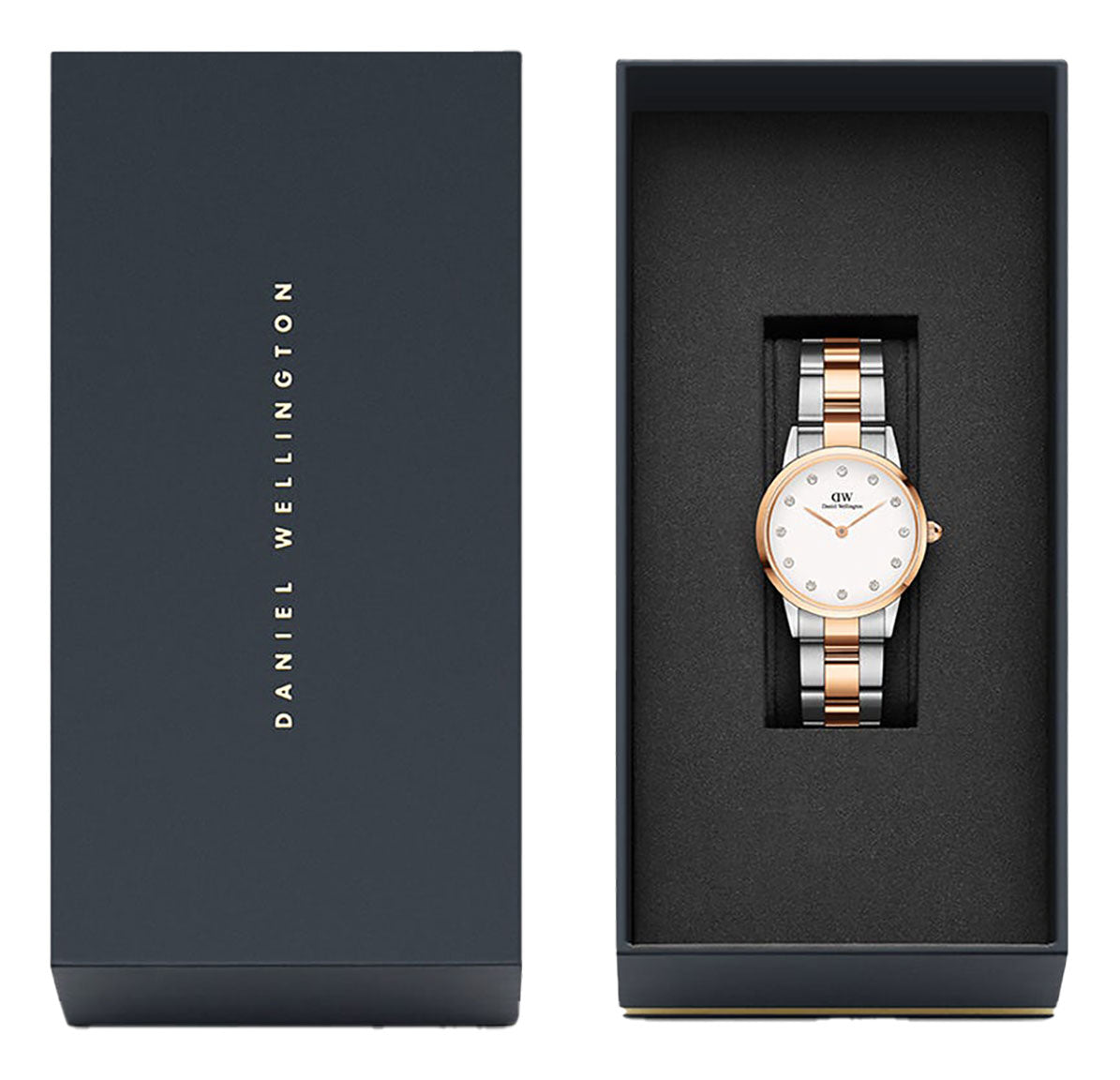  Shop Authentic Daniel Wellington Iconic Link White Dial Two Tone Steel Strap Watch For Women - DW00100358 - Luxxuri