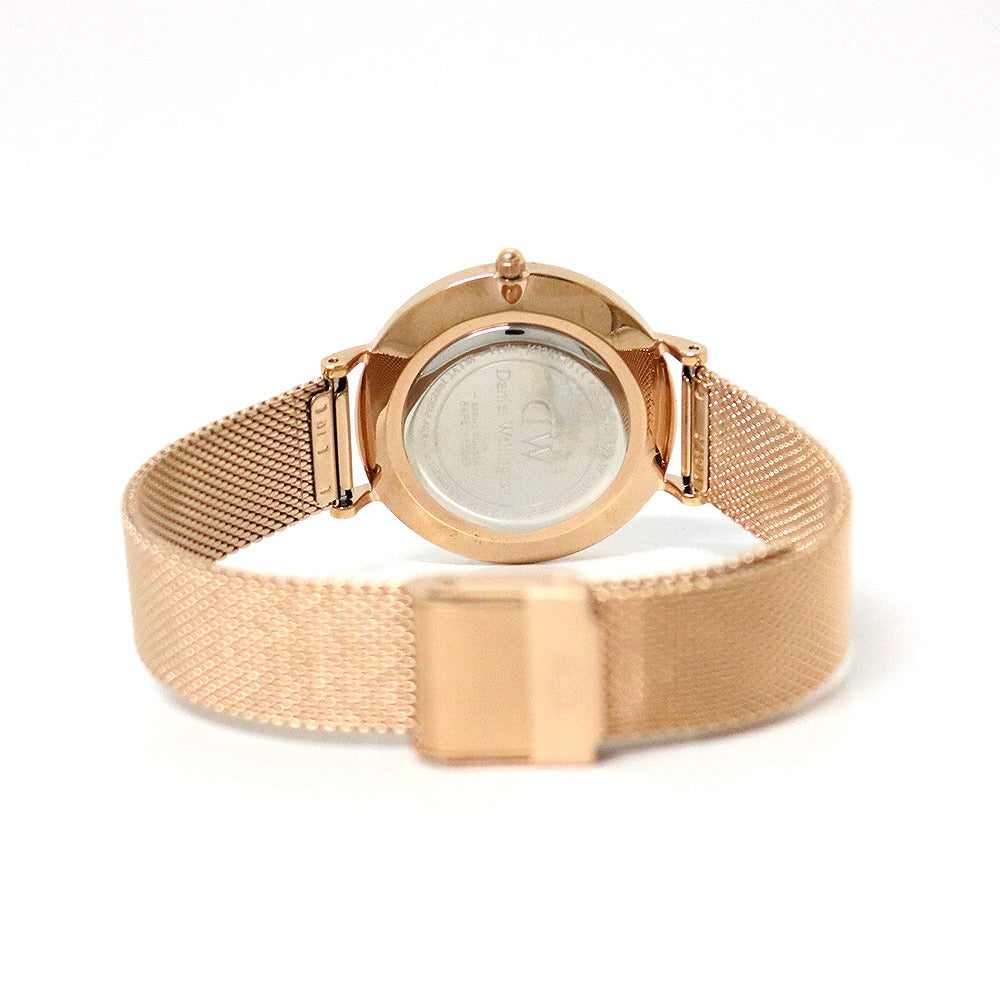  Shop Authentic Daniel Wellington Petite Melrose Pink Dial Rose Gold Mesh Strap Watch For Women - DW00100367 - Luxxuri