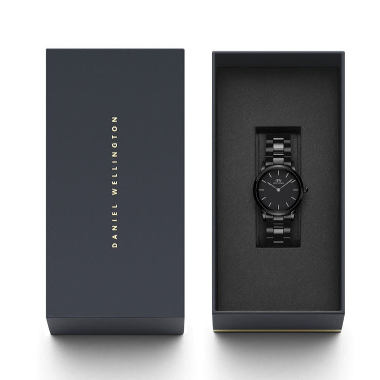  Shop Authentic Daniel Wellington Iconic Link Ceramic Black Dial Black Steel Strap Watch For Women - DW00100415 - Luxxuri
