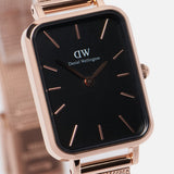  Shop Authentic Daniel Wellington Quadro Melrose Black Dial Rose Gold Mesh Bracelet Watch For Women - DW00100432 - Luxxuri