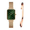  Shop Authentic Daniel Wellington Quadro Melrose Green Dial Rose Gold Mesh Strap Watch For Women - DW00100437 - Luxxuri
