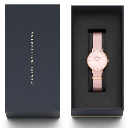  Shop Authentic Daniel Wellington Petite Mother of Pearl Pink Dial Pink Nylon Strap Watch For Women - DW00100512 - Luxxuri