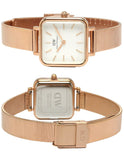  Shop Authentic Daniel Wellington Quadro Studio White Dial Rose Gold Mesh Strap Watch For Women - DW00100517 - Luxxuri