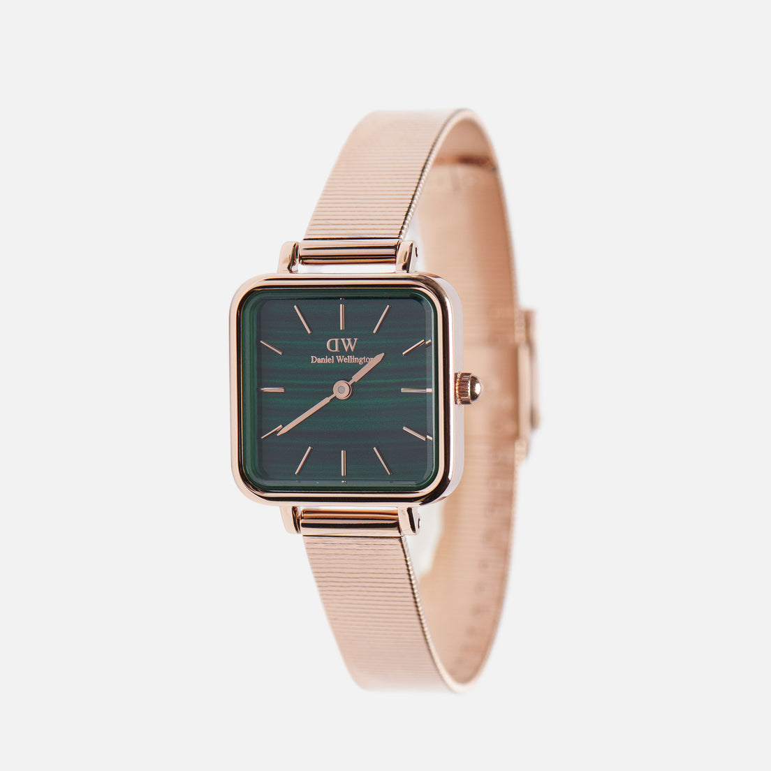  Shop Authentic Daniel Wellington Quadro Studio Green Dial Rose Gold Mesh Strap Watch For Women - DW00100520 - Luxxuri