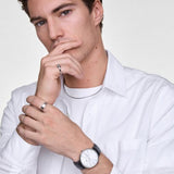  Shop Authentic Daniel Wellington Classic Sheffield White Dial Black Leather Strap Watch For Men - DW00100020 - Luxxuri